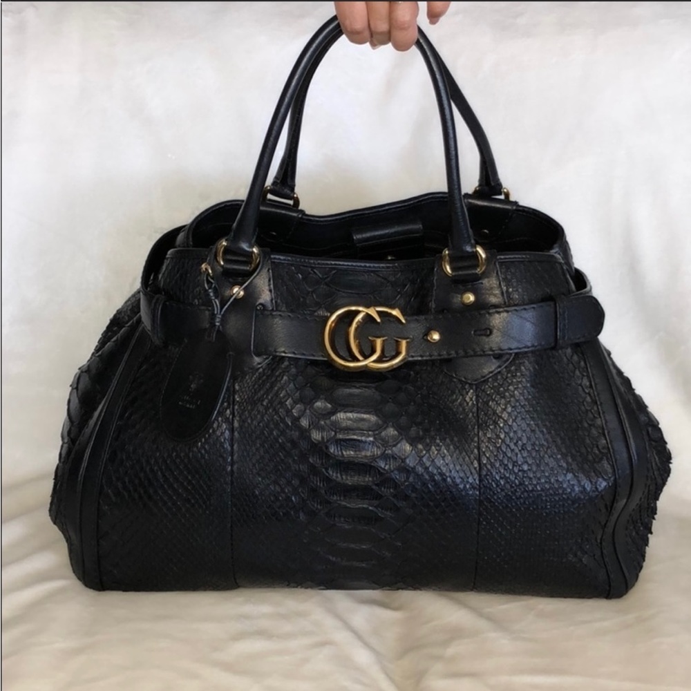 Gucci Gg Running Black Python Xl Oversized Tote B… - image 2